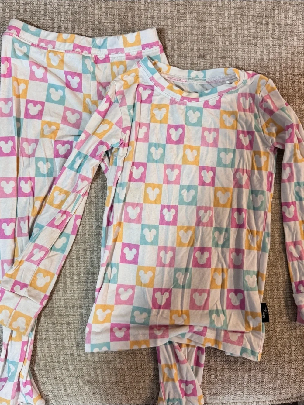 Kids Long-Sleeve Character Print Pajama Set - Pink, Yellow & Blue
